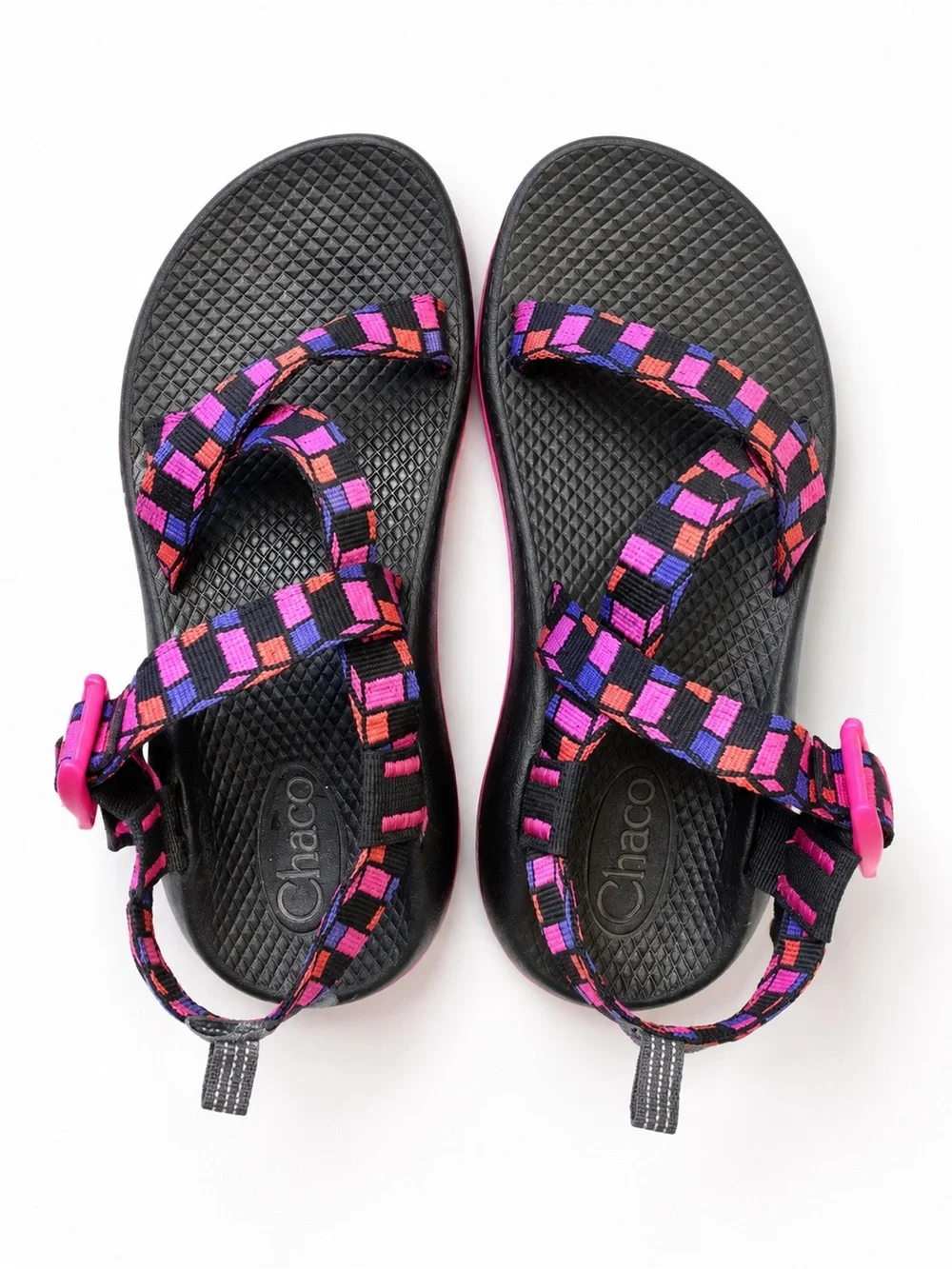 Chaco Kids Z/1 Classic Sandals Youth Size 4 Pink Geometric Sport Hiking